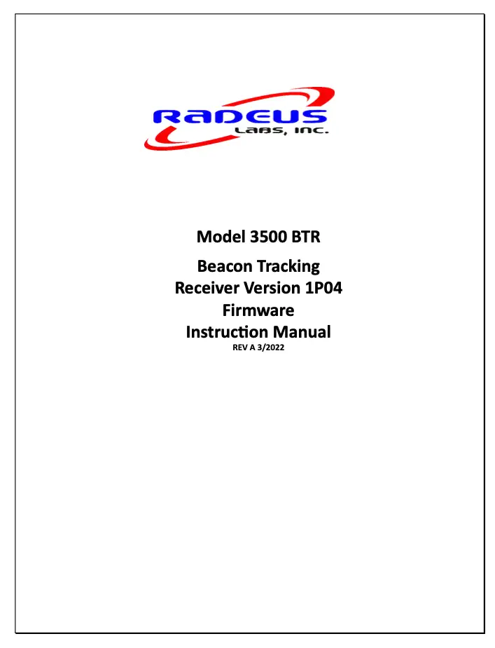 Radeus Labs 3500 BTR manual cover image